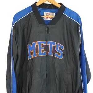 Vtg New York Mets Jacket Men's Large Off The Bench MLB Long Sleeve Zip Front